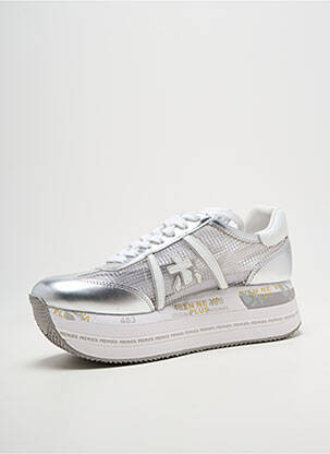 Baskets tissage satiné talon de 4 à 6cm argent PREMIATA femme
