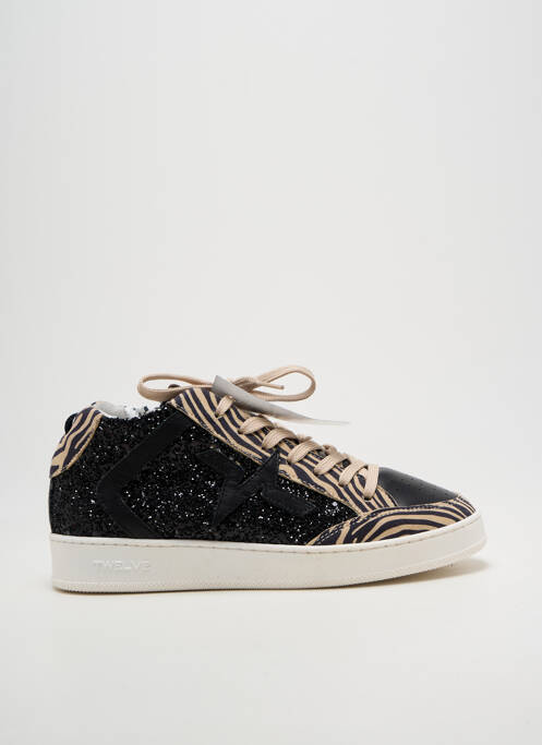 Baskets tissage tissage pailleté talon plat jusqu'à 3cm noir TWELVE femme