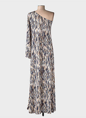 Robe longue manches longues manches longues beige AU SOLEIL DE ST TROPEZ femme
