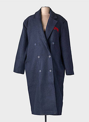 Manteau long coupe droite sans capuche bleu MAXMILA femme