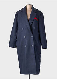 Manteau long coupe droite sans capuche bleu MAXMILA femme