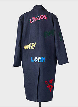 Manteau long coupe droite sans capuche bleu MAXMILA femme
