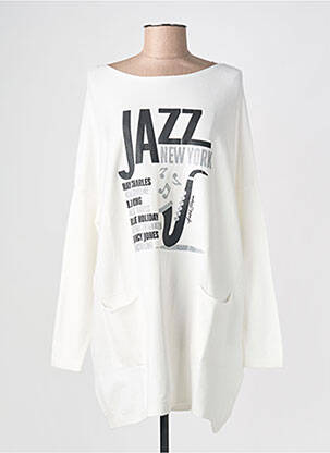 Robe pull stretch manches longues blanc AU SOLEIL DE ST TROPEZ femme