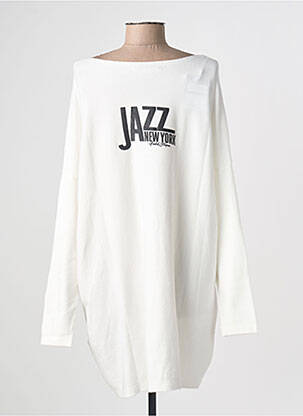 Robe pull coupe droite manches longues blanc AU SOLEIL DE ST TROPEZ femme