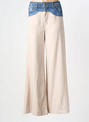 Pantalon large fermeture zippée sous rabat boutonné taille normale beige DIXIE femme