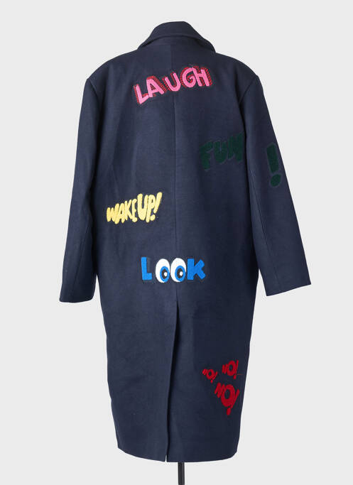 Manteau long coupe droite sans capuche bleu MAXMILA femme