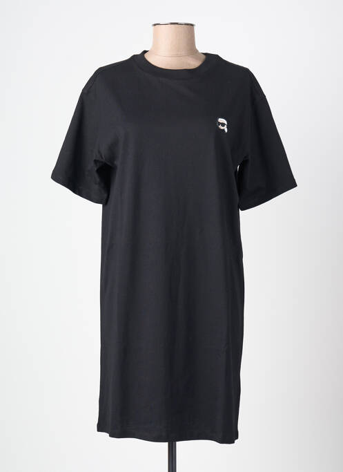 Robe mi-longue manches courtes manches courtes noir KARL LAGERFELD femme