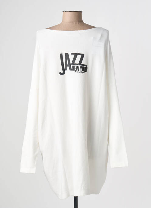 Robe pull stretch manches longues blanc AU SOLEIL DE ST TROPEZ femme