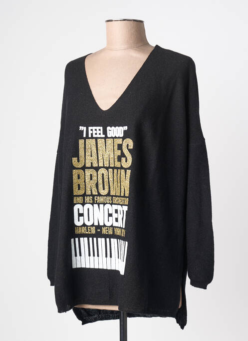 Pull tunique manches longues manches longues noir AU SOLEIL DE ST TROPEZ femme
