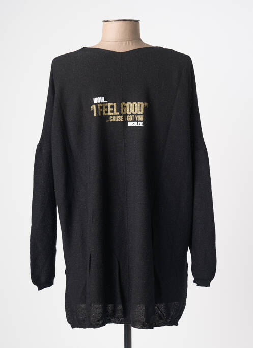 Pull tunique manches longues manches longues noir AU SOLEIL DE ST TROPEZ femme
