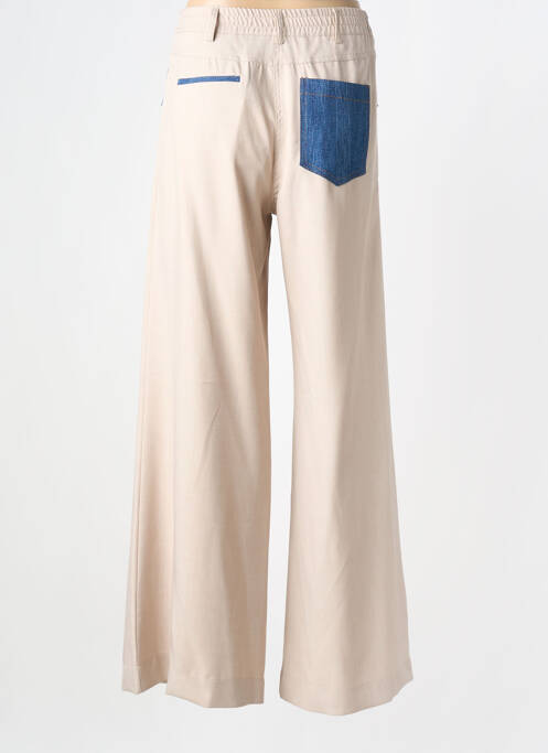 Pantalon large fermeture zippée sous rabat boutonné taille normale beige DIXIE femme