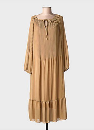 Robe longue coupe fluide manches longues marron ZEPELINE femme