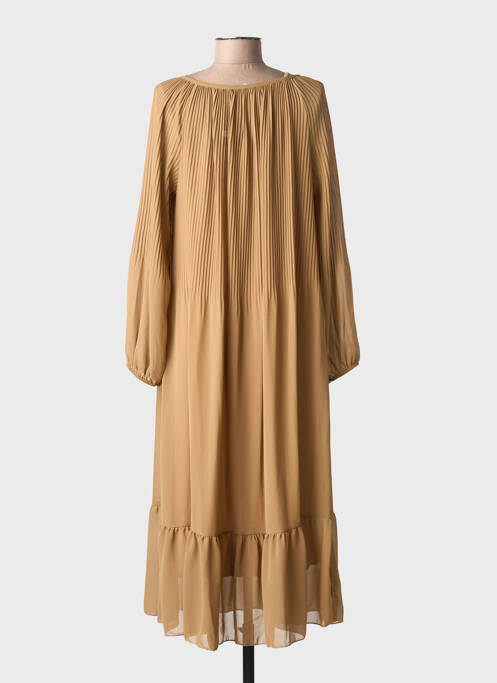 Robe longue coupe fluide manches longues marron ZEPELINE femme