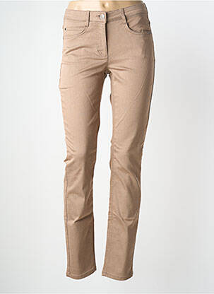 Pantalon slim tissage popeline taille normale marron BRANDTEX femme