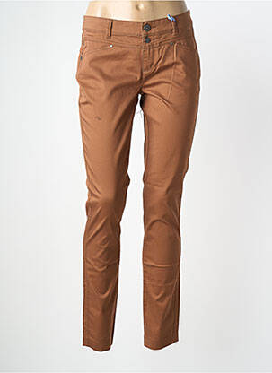 Pantalon slim tissage popeline taille normale marron STREET ONE femme