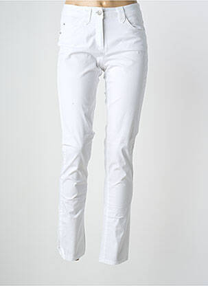 Pantalon slim tissage popeline taille normale blanc BRANDTEX femme