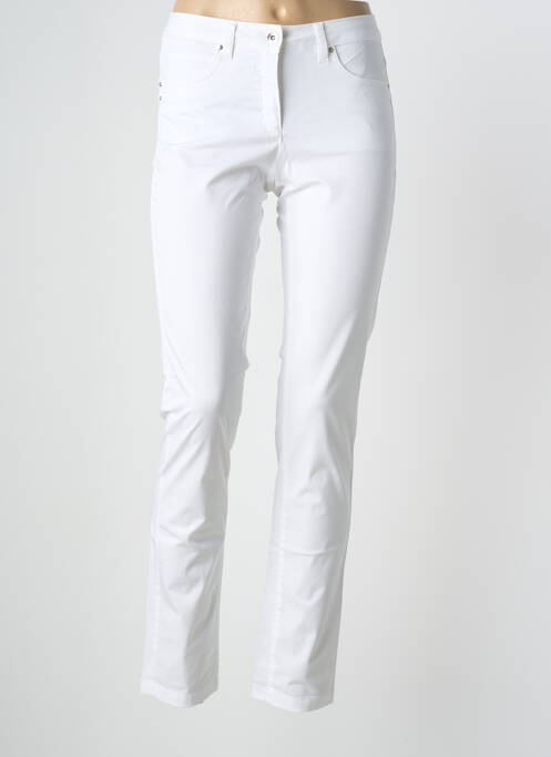 Pantalon slim tissage popeline taille normale blanc BRANDTEX femme