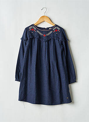 Robe mi-longue fermeture zippée au dos manches longues bleu CARREMENT BEAU fille