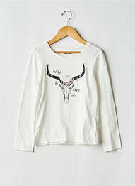 T-shirt coupe droite manches longues blanc IKKS fille