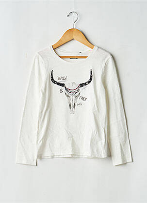 T-shirt coupe droite manches longues blanc IKKS fille
