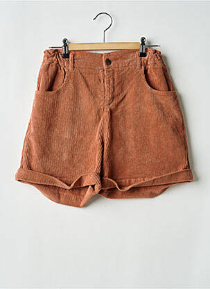 Short fermeture zippée sous rabat boutonné taille élastique marron IKKS fille
