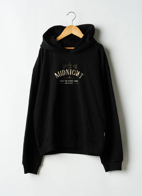 Sweat-shirt à capuche col v manches longues noir GARCIA fille