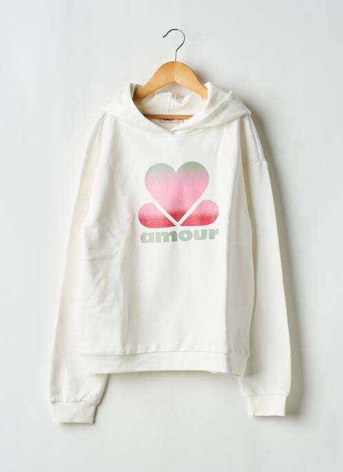 Sweat-shirt à capuche manches longues manches longues blanc ONLY fille