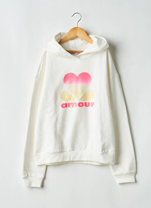 Sweat-shirt à capuche manches longues manches longues blanc ONLY fille