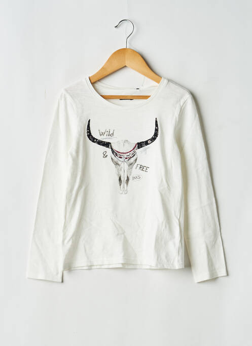 T-shirt coupe droite manches longues blanc IKKS fille