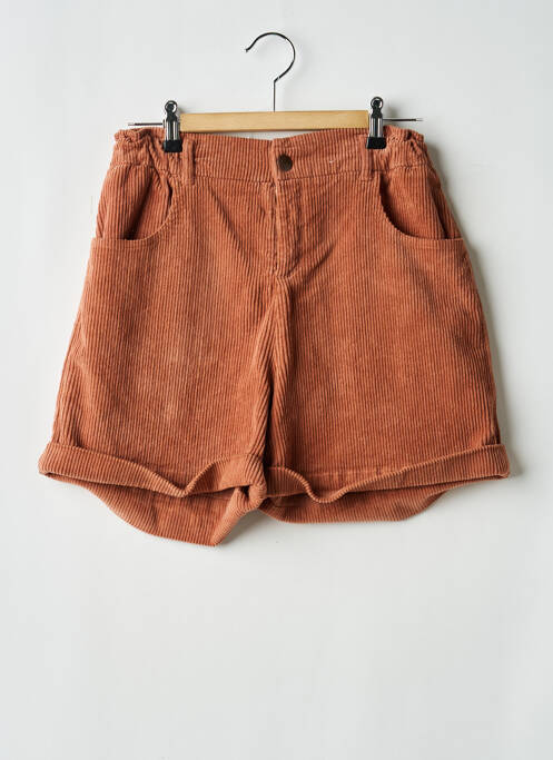Short fermeture zippée sous rabat boutonné taille élastique marron IKKS fille