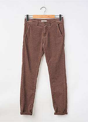 Pantalon chino fermeture zippée sous rabat boutonné taille normale marron HOD femme