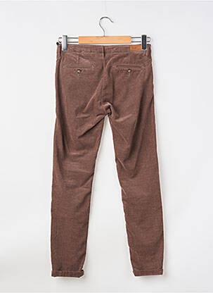 Pantalon chino fermeture zippée sous rabat boutonné taille normale marron HOD femme