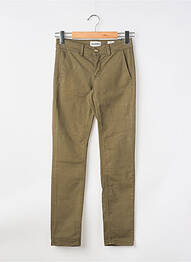 Pantalon chino tissage popeline taille normale vert HAPPY femme