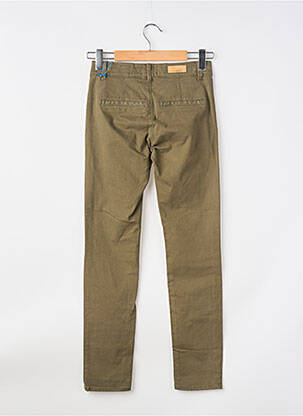 Pantalon chino tissage popeline taille normale vert HAPPY femme