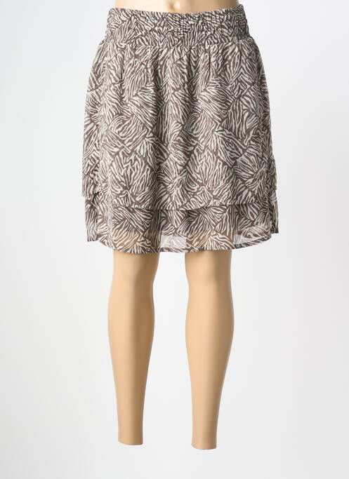 Jupe courte taille élastique marron STREET ONE femme