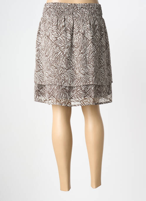 Jupe courte taille élastique marron STREET ONE femme