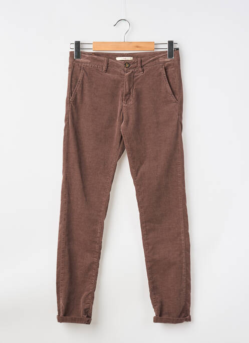 Pantalon chino fermeture zippée sous rabat boutonné taille normale marron HOD femme