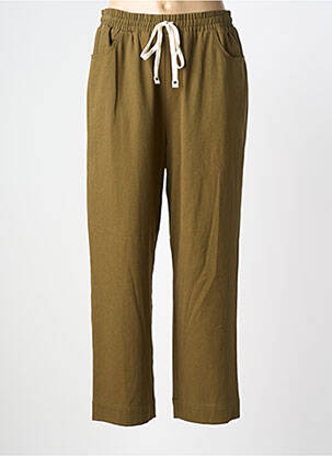 Pantalon droit taille élastique taille normale vert LAURE + MAX femme