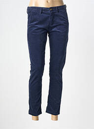 Pantalon chino fermeture zippée sous rabat boutonné taille normale bleu HOD femme