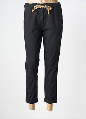 Pantalon 7/8 tissage popeline taille normale noir PAKO LITTO femme