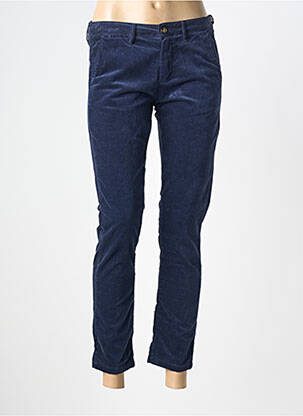 Pantalon chino fermeture zippée sous rabat boutonné taille normale bleu HOD femme