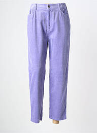 Pantalon droit fermeture zippée sous rabat boutonné taille normale violet LAURE + MAX femme