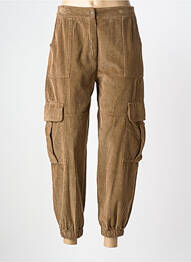 Pantalon droit fermeture zippée sous rabat boutonné taille normale marron O'MER femme