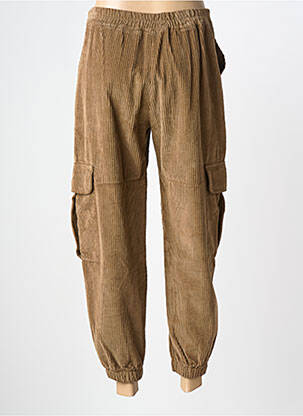 Pantalon droit fermeture zippée sous rabat boutonné taille normale marron O'MER femme