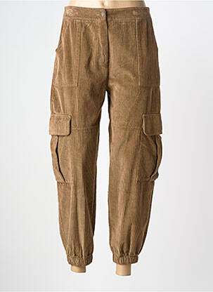 Pantalon droit fermeture zippée sous rabat boutonné taille normale marron O'MER femme