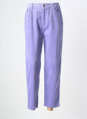 Pantalon droit fermeture zippée sous rabat boutonné taille normale violet LAURE + MAX femme