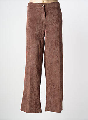 Pantalon large fermeture zippée sous rabat boutonné taille normale marron SIGNE NATURE femme