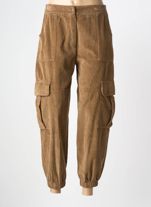 Pantalon droit fermeture zippée sous rabat boutonné taille normale marron O'MER femme