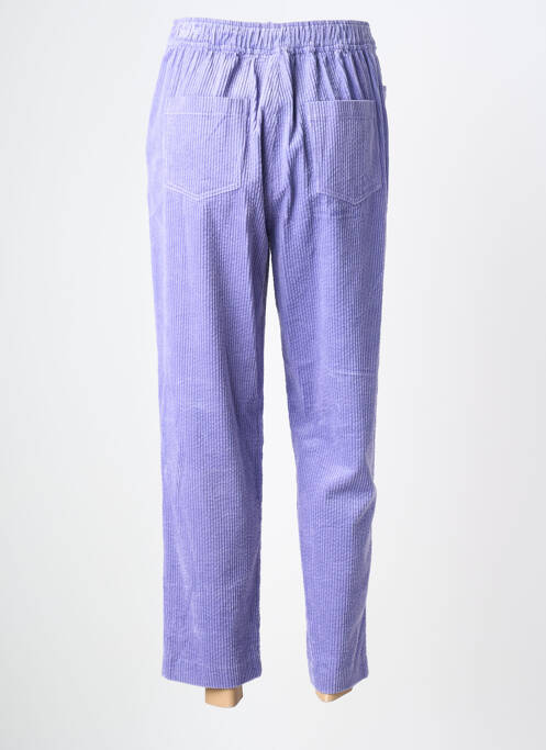 Pantalon droit fermeture zippée sous rabat boutonné taille normale violet LAURE + MAX femme