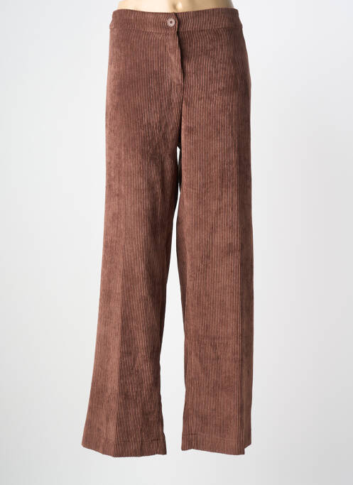 Pantalon large fermeture zippée sous rabat boutonné taille normale marron SIGNE NATURE femme